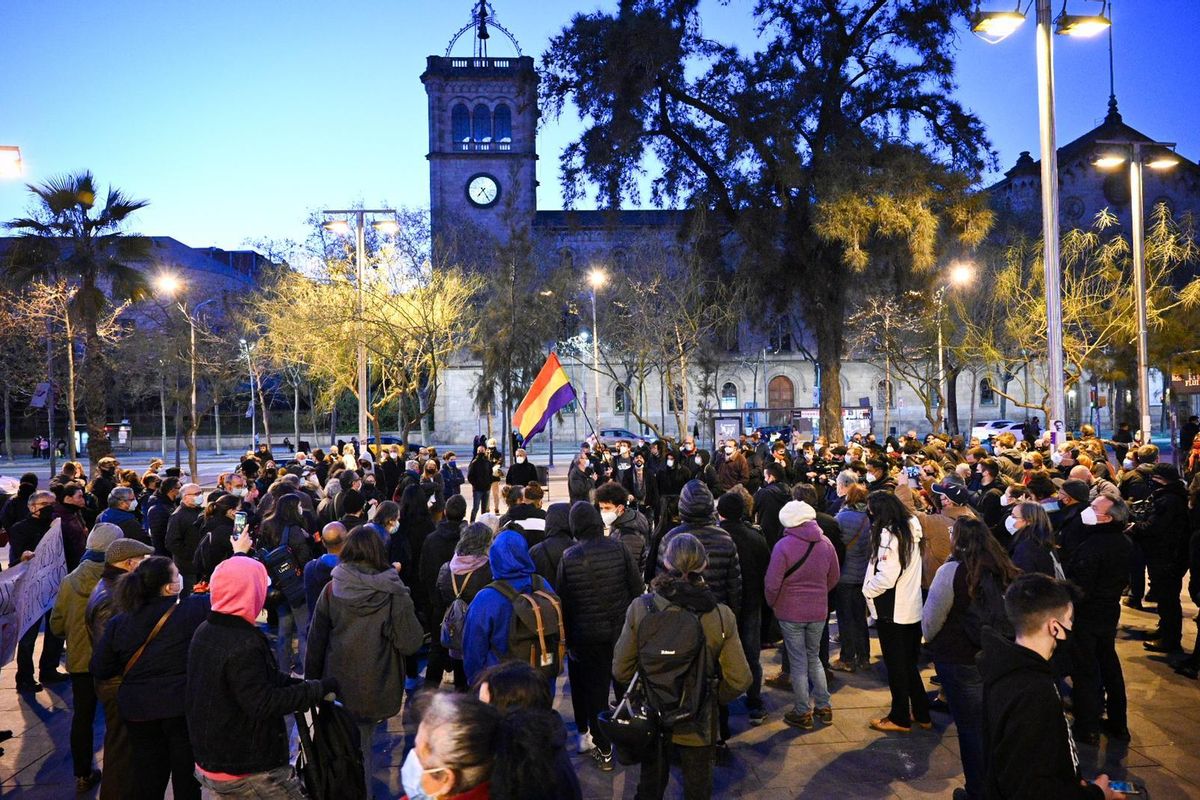 La concentración de Plaça Universitat. La concentración de Plaça Universitat.