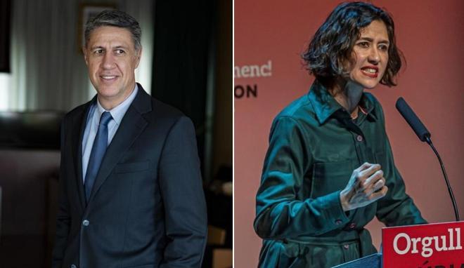 Xavier García Albiol (PP), futuro alcalde de Badalona, y Núria Parlon (PSC), alcaldesa de Santa Coloma de Gramenet.