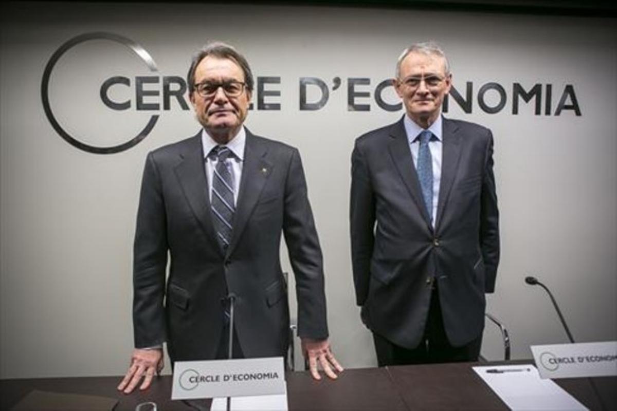 Artur Mas y Antón Costas, en unas jornadas del Cercle d’Economia, el pasado febrero.