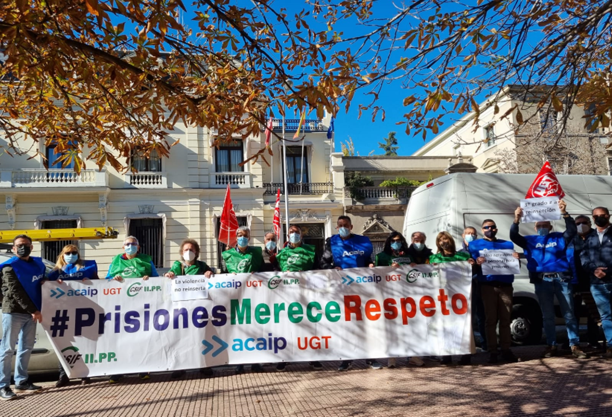 Protesta de funcionarios de prisiones ante la subdelegación del Gobierno en Madrid, el 10 de noviembre de 2021