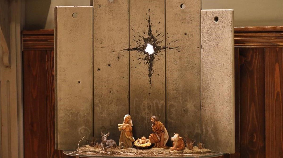 El belén de Bansky, en Belén. El belén de Bansky, en Belén.
