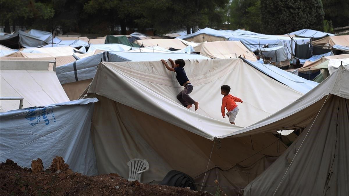 Vista del campo de refugiados de Ritsona, situado en el  norte de Atenas.