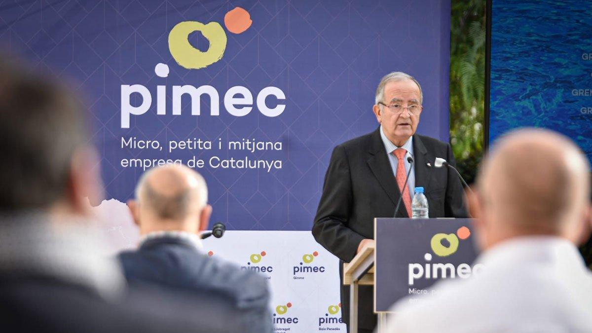 Josep González, presidente de Pimec, en el acto celebrado en Barcelona.