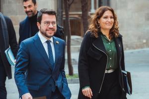 El ’president’ Pere Aragonès y la ’consellera’ de la Presidència, Laura Vilagrà.