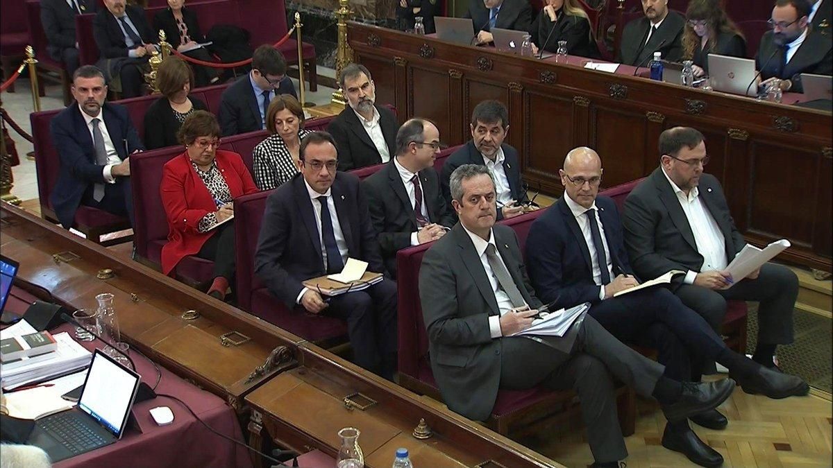 Los líderes independentistas, durante el juicio en el Supremo. Los líderes independentistas, durante el juicio en el Supremo.