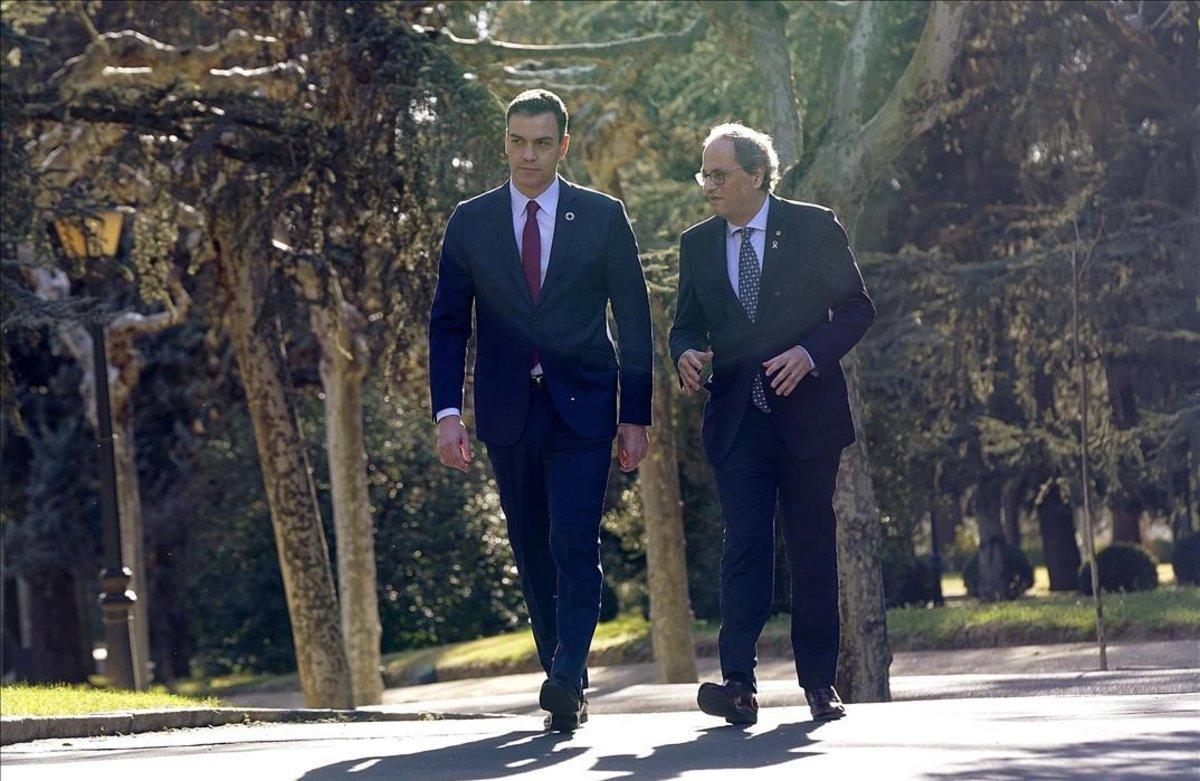 El presidente Pedro Sánchez y el de la Generalitat, Quim Torra, en una foto de archivo 
