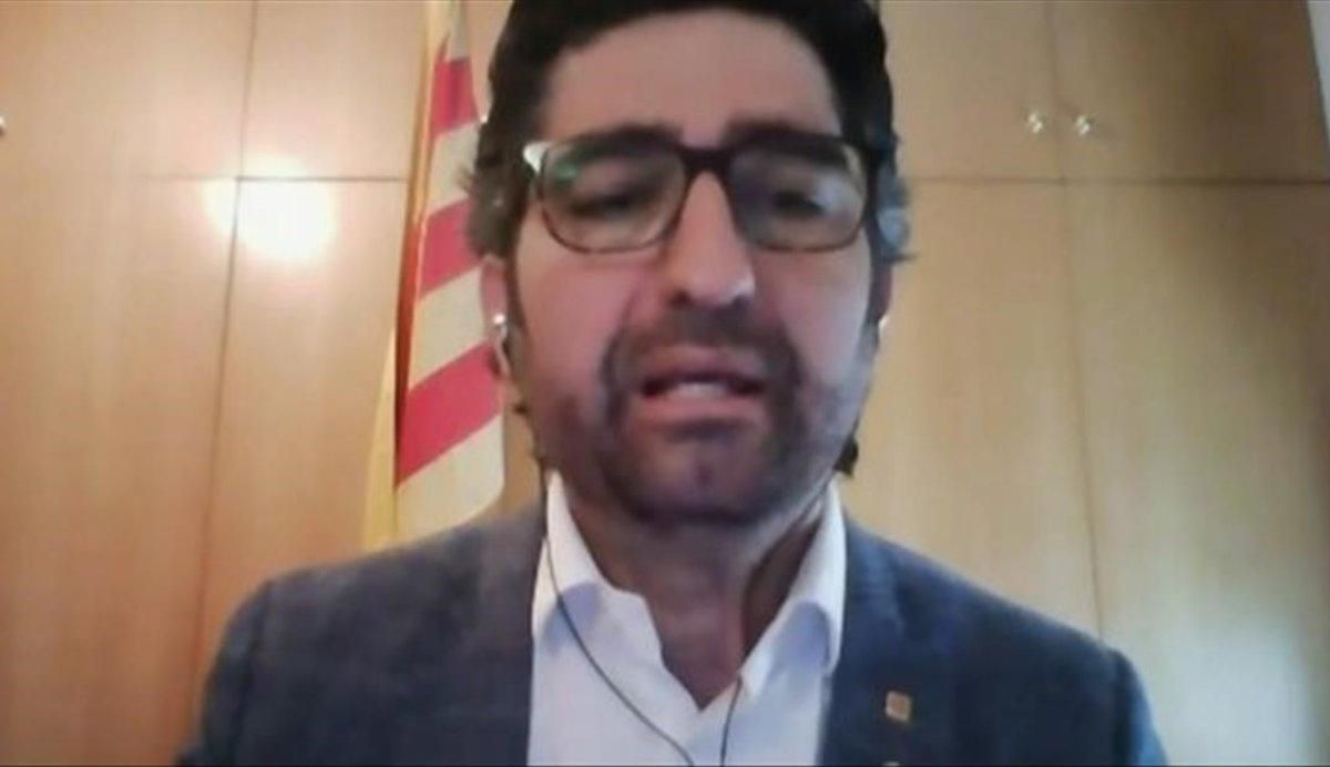 El ’conseller’ de Polítiques Digitals i Administració Pública, Jordi Puigneró, en una intervención por videoconferencia. El ’conseller’ de Polítiques Digitals i Administració Pública, Jordi Puigneró, en una intervención por videoconferencia.