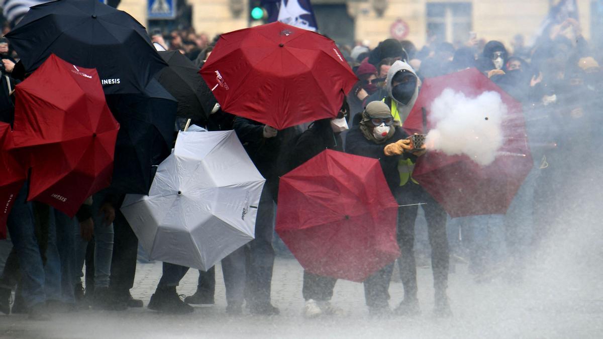 Jornada de huelgas y manifestaciones en Rennes, Francia.