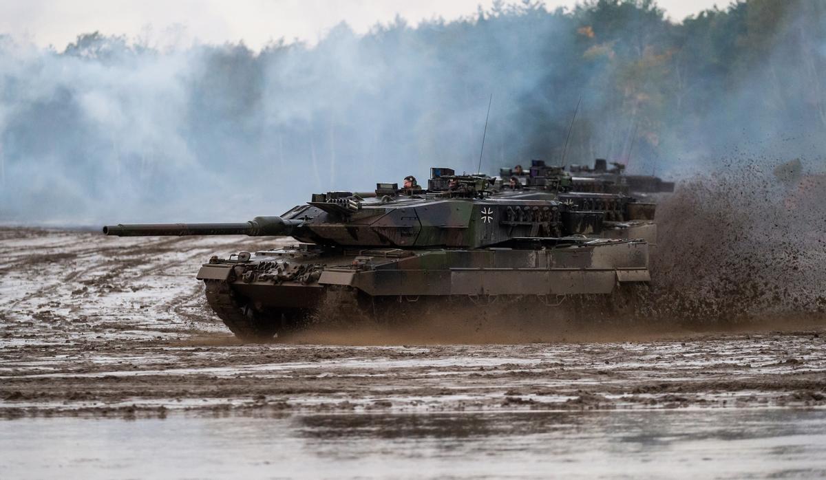 Un tanque Leopard 2A6 durante unos ejercicios de entrenamiento, en 2019. 