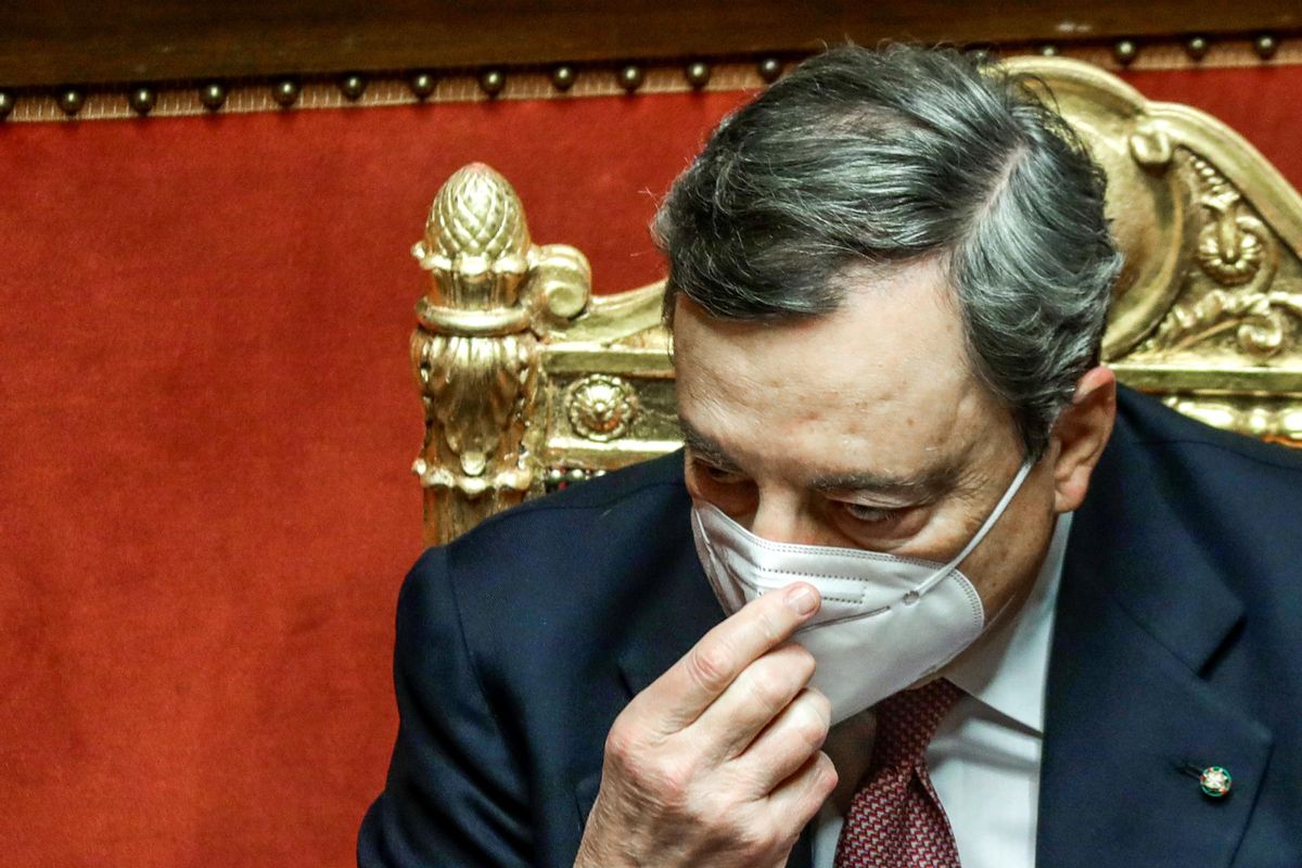 Mario Draghi, durante su discurso de este miércoles en el Senado. Mario Draghi, durante su discurso de este miércoles en el Senado.