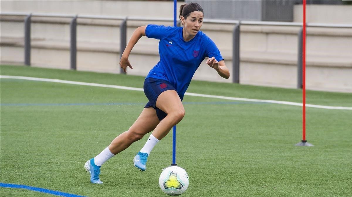 Vicky Losada, en un entrenamiento del Barça femenino.