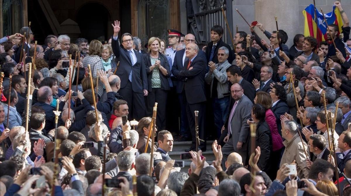 El expresident de la Generalitat, Artur Mas, antes de declarar en el TSJC como imputado por la consulta del 9-N.