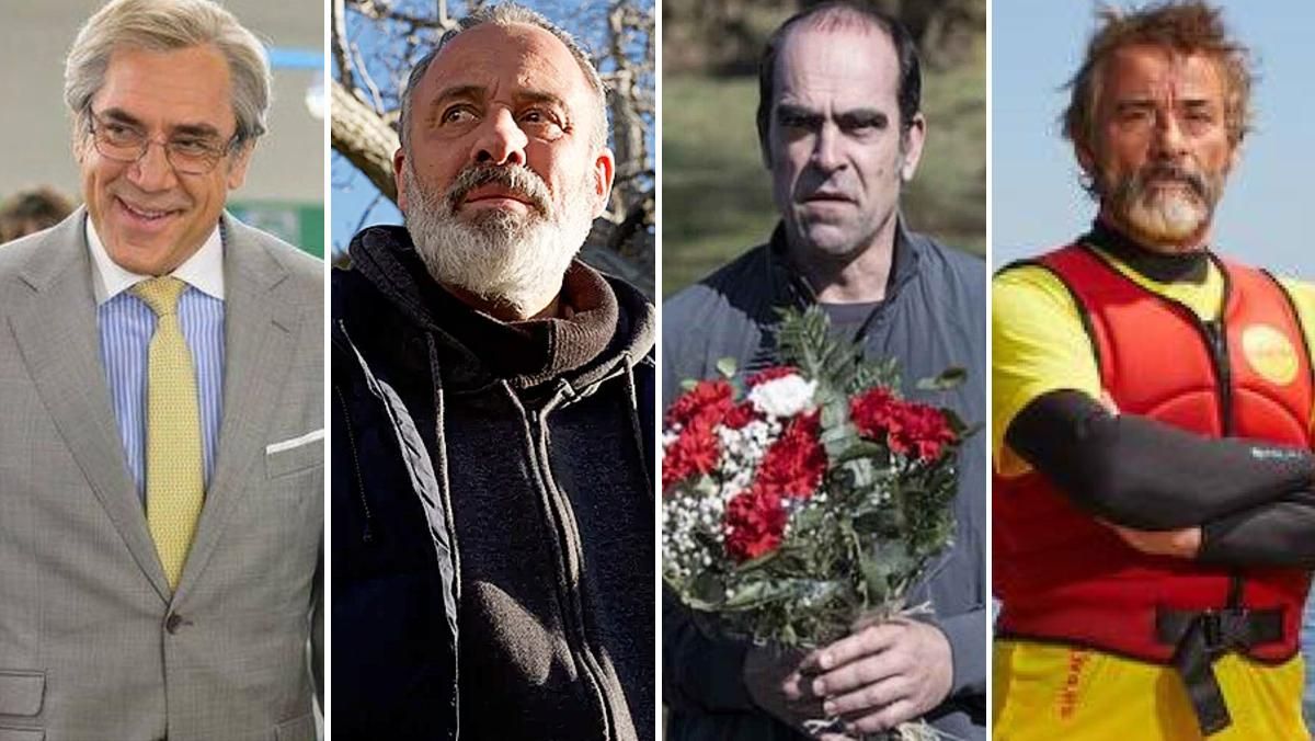 De izquierda a derecha, Javier Bardem (’El buen patrón’); Javier Gutiérrez (’La hija’); Luis Tosar (’Maixabel’) y Eduard Fernández (’Mediterráneo’). De izquierda a derecha, Javier Bardem (’El buen patrón’); Javier Gutiérrez (’La hija’); Luis Tosar (’Maixabel’) y Eduard Fernández (’Mediterráneo’).