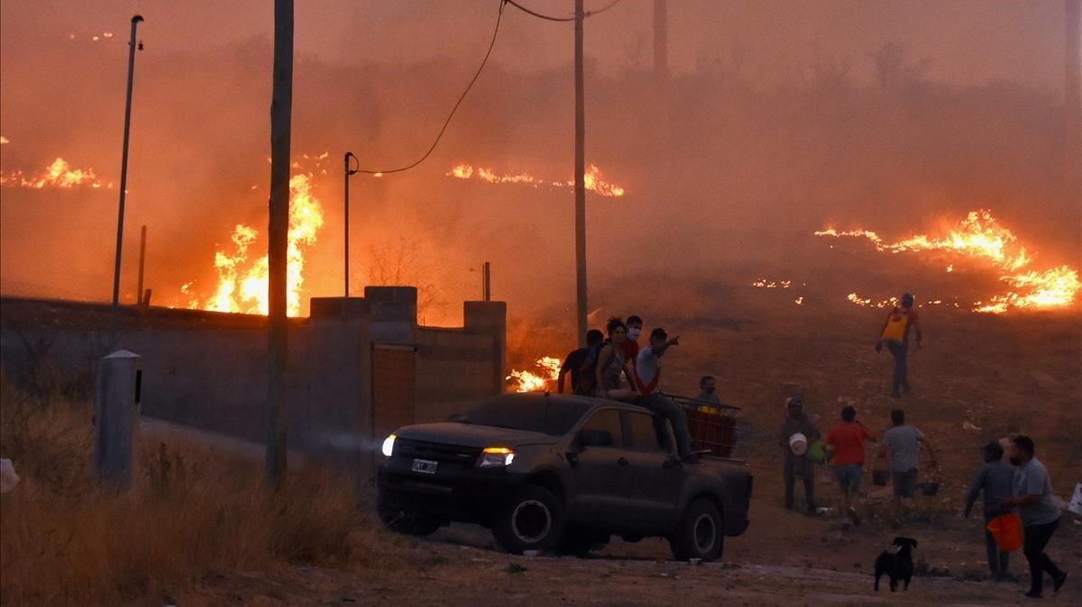 Incendio en la localidad de La Candelaria, en la provincia de Córdoba.