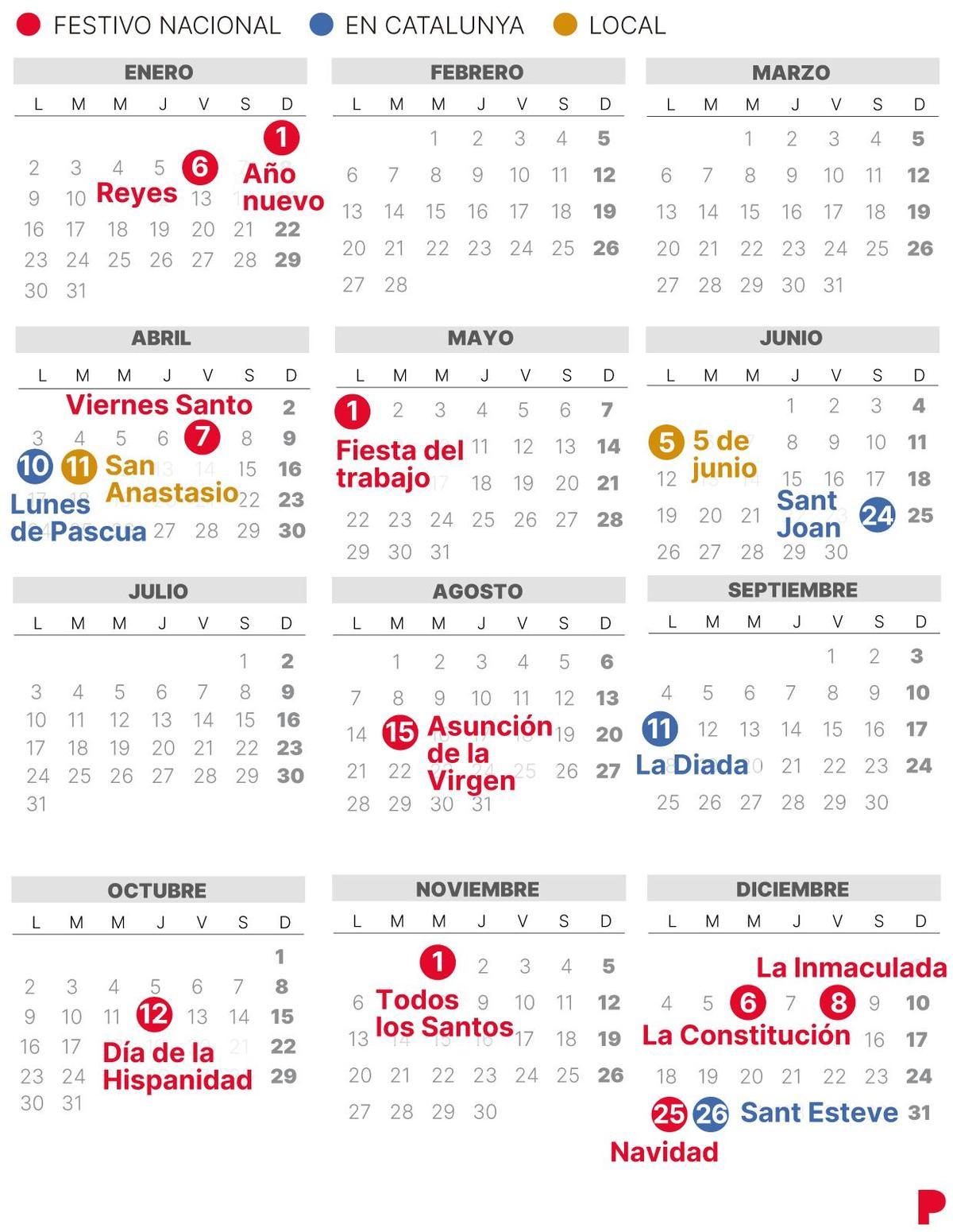 Calendario laboral de Badalona del 2023 (con todos los festivos)