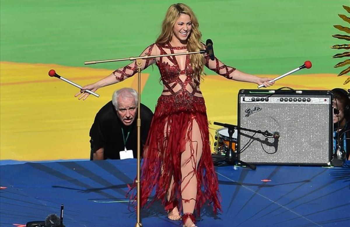Shakira, durante su actuación en la clausura del Mundial de Brasil.