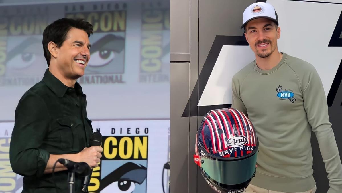El actor, Tom Cruise, y el piloto de Moto GP, Maverick Viñales.