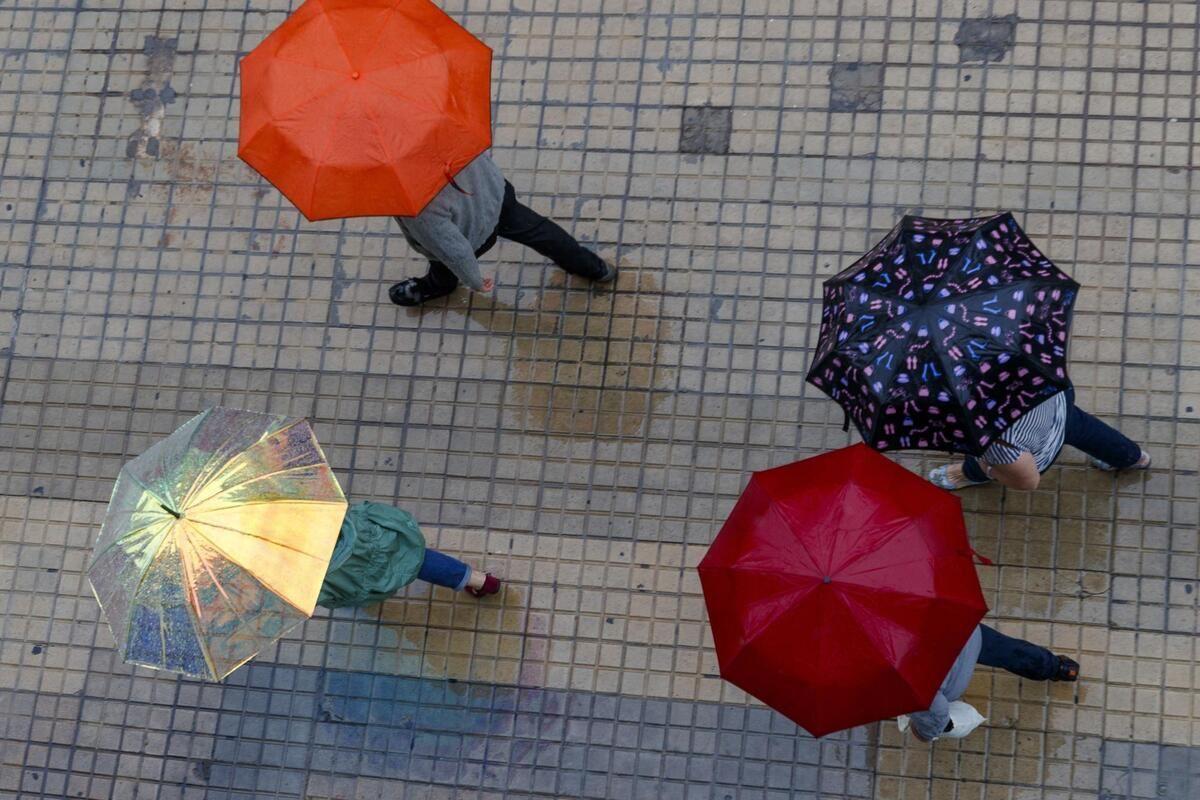 Personas con paraguas protegiéndose de la lluvia