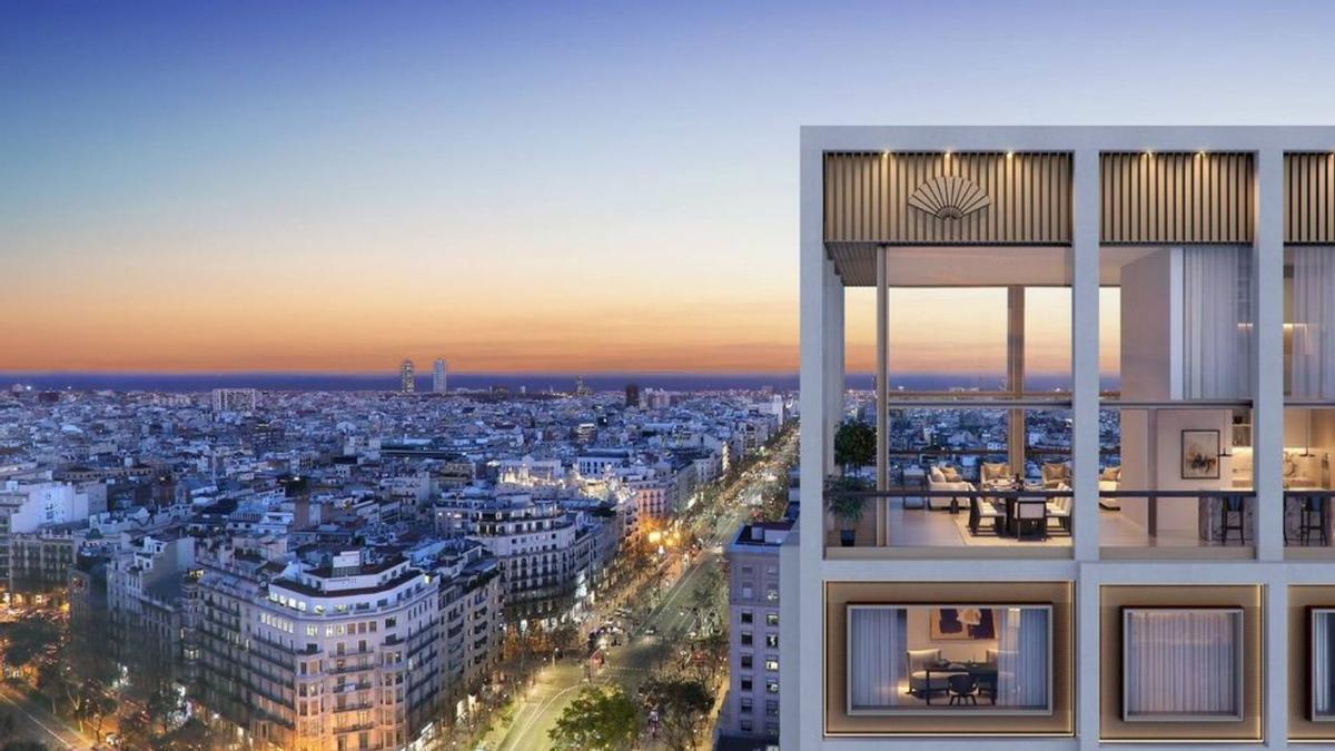 Últimas plantas del Mandarin Oriental Residences en Barcelona, ubicado donde estaba lantigua torre Deutsche Bank.