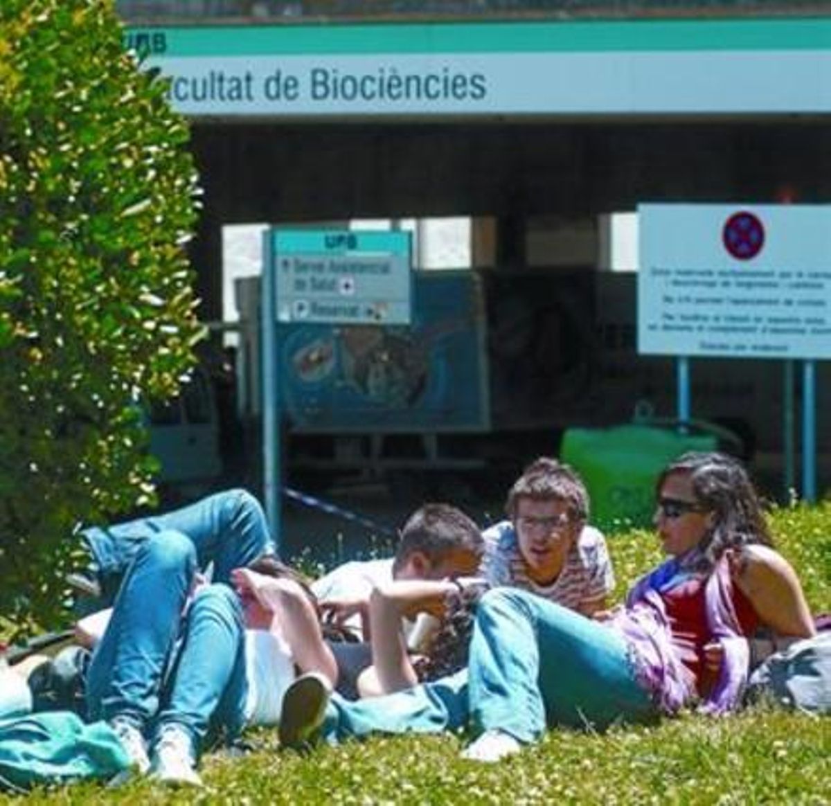 Unos alumnos en el campus de la Universitat Autònoma de Barcelona. Unos alumnos en el campus de la Universitat Autònoma de Barcelona.