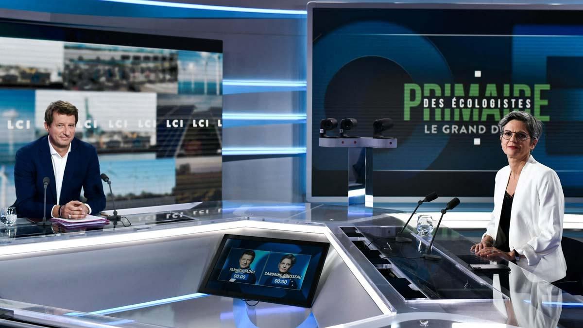 Yannick Jadot y Sandrine Rousseau, en un debate televisado, el 22 de septiembre. Yannick Jadot y Sandrine Rousseau, en un debate televisado, el 22 de septiembre.