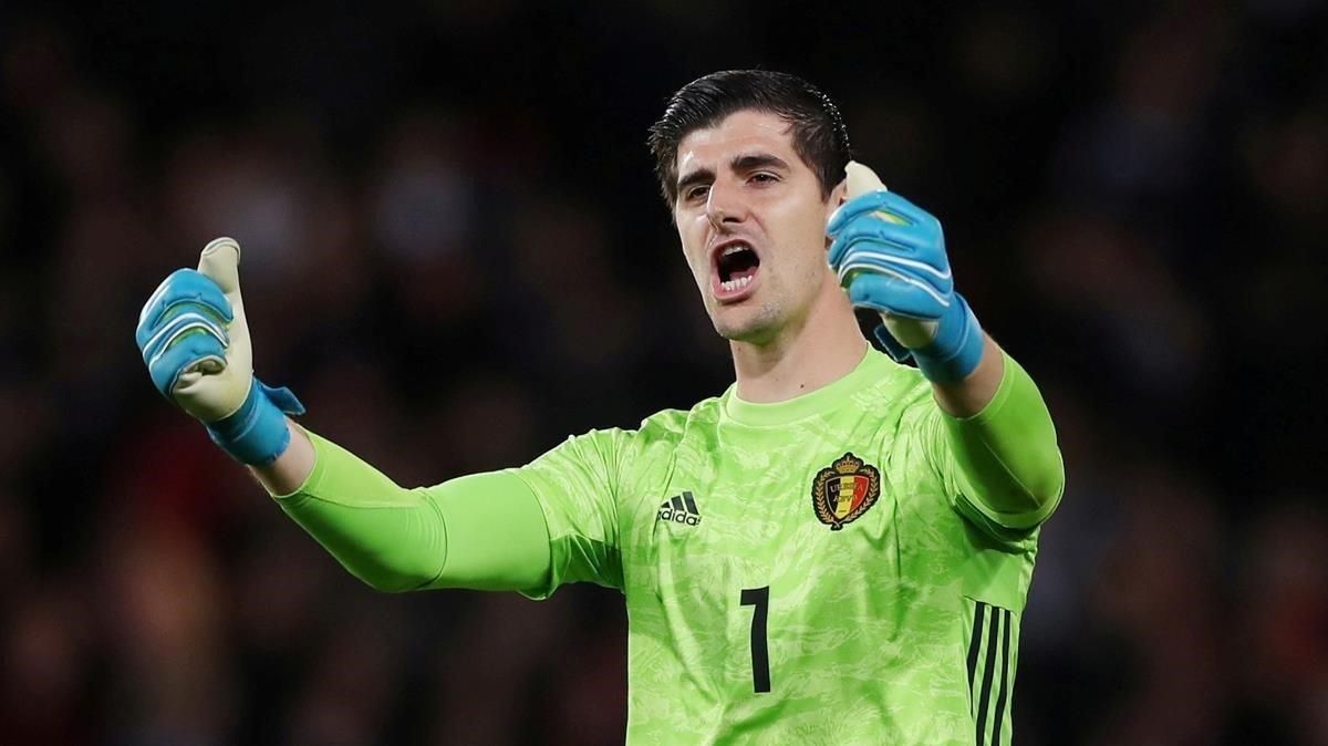 Courtois, en un partido de la selección belga. Courtois, en un partido de la selección belga.