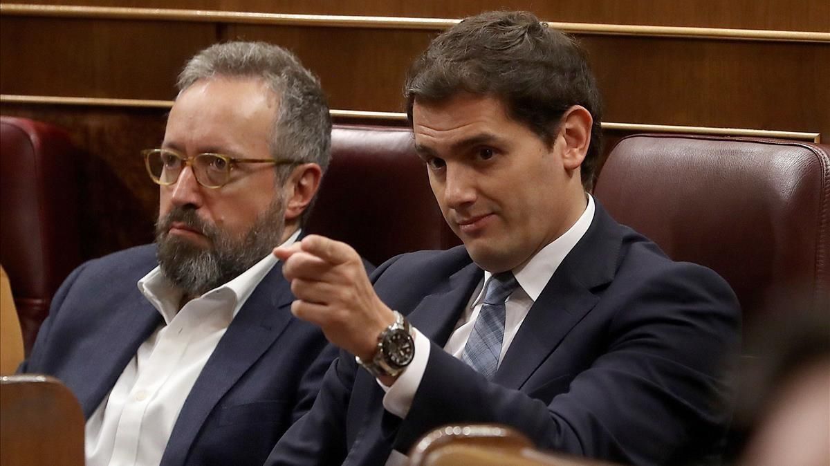 Albert Rivera durante la segunda jornada de la moción. Albert Rivera durante la segunda jornada de la moción.