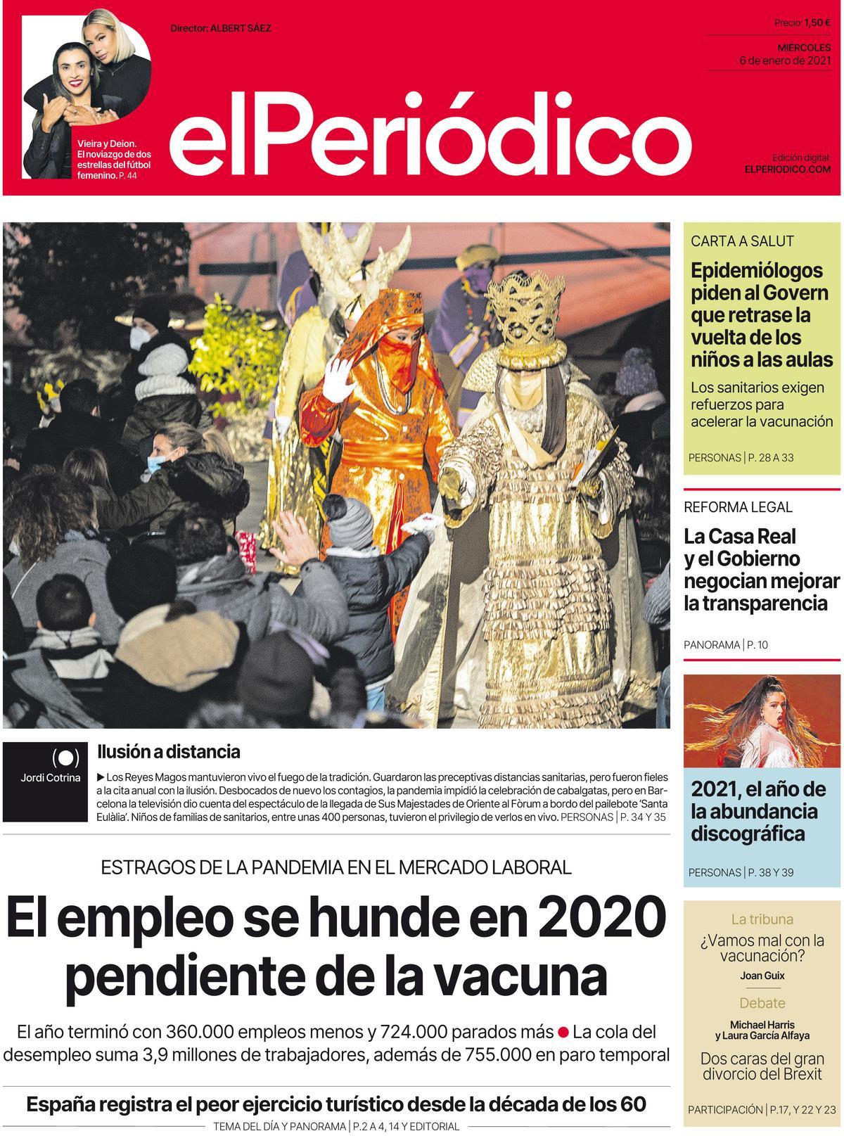 La portada de EL PERIÓDICO del 6 de enero del 2021