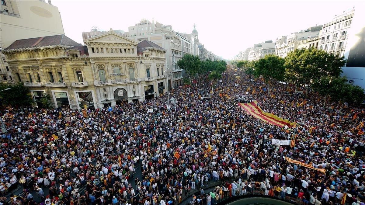 Manifestación en Barcelona contra la sentencia del Estatut, el 10 de julio del 2010