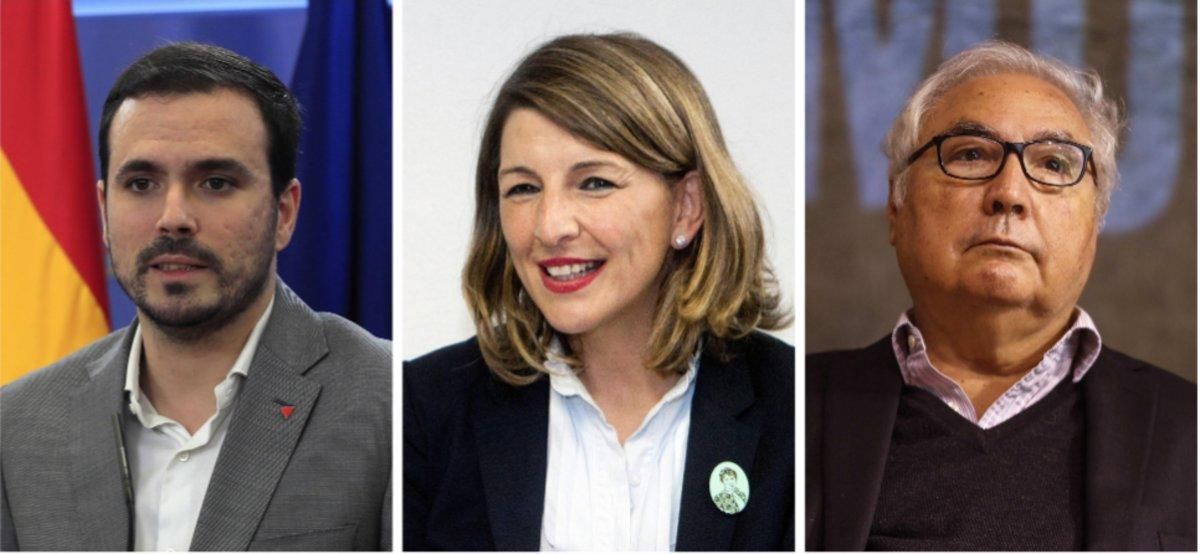 Alberto Garzón, Yolanda Díaz y Manuel Castells. Alberto Garzón, Yolanda Díaz y Manuel Castells.