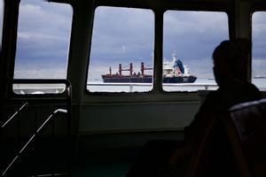 Una persona contempla el tráfico marítimo en el estrecho del Bósforo.