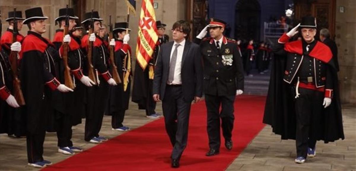 Carles Puigdemont, en el acto de toma de posesión en el Palau de la Generalitat.