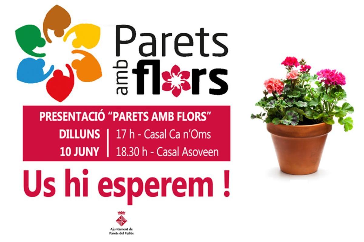 Cartel informativo del proyecto ’Parets amb flors’.