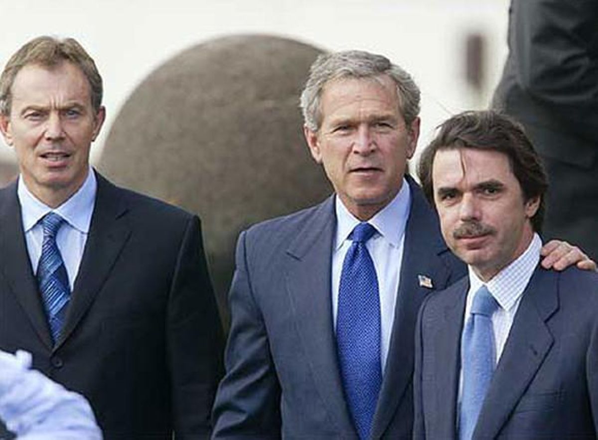 Tony Blair, George Bush y José María Aznar, en la cumbre de las Azores, celebrada en marzo del 2003. Tony Blair, George Bush y José María Aznar, en la cumbre de las Azores, celebrada en marzo del 2003.