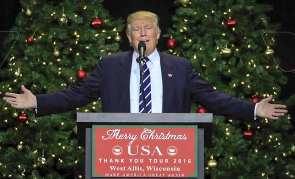 Donald Trump, en un mitin, el martes 13 de diceimbre de 2016, en West Allis (Wisconsin). Donald Trump, en un mitin, el martes 13 de diceimbre de 2016, en West Allis (Wisconsin).