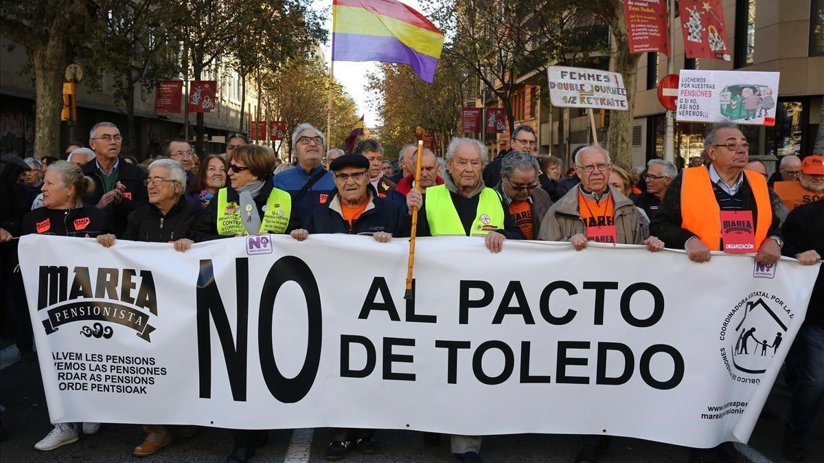 Manifestación de pensionistas, este sábado, en Barcelona. Manifestación de pensionistas, este sábado, en Barcelona.
