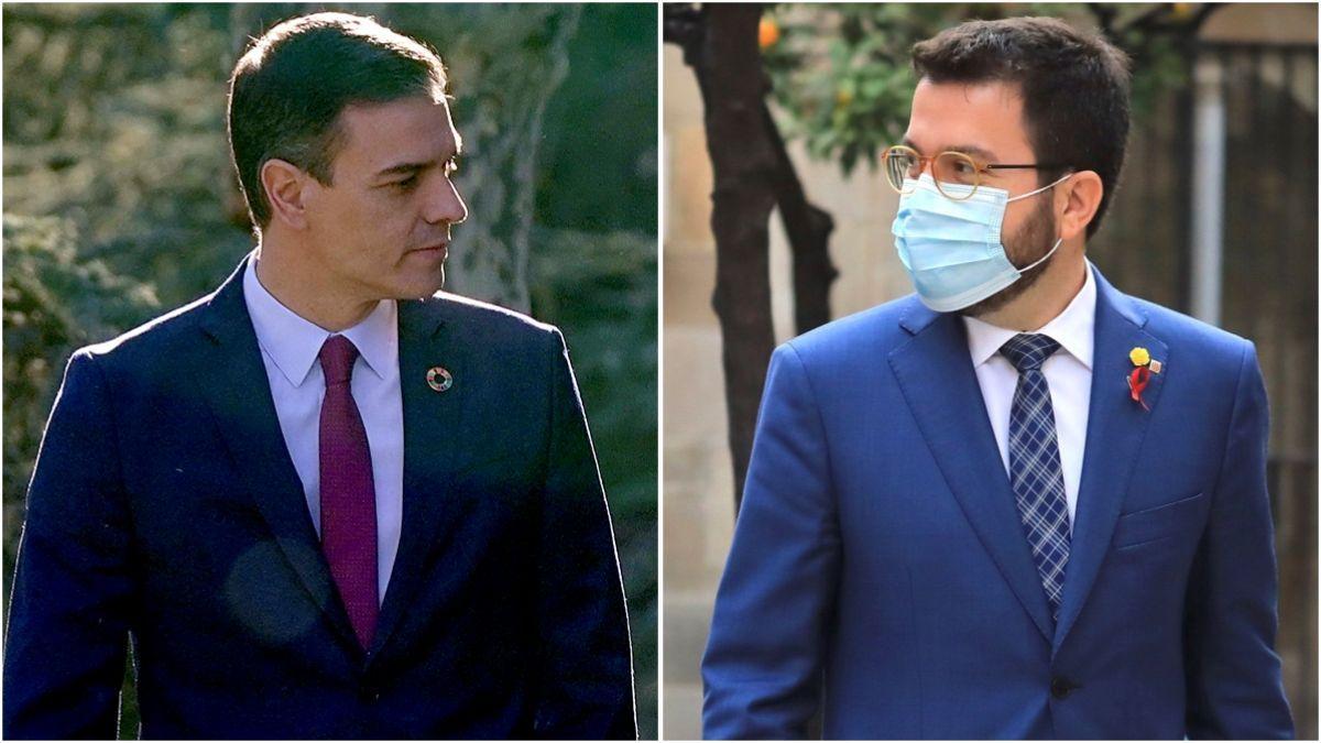 Pedro Sánchez y Pere Aragonès. Pedro Sánchez y Pere Aragonès.