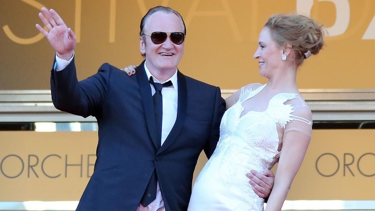 Thurman y Tarantino, en Cannes, en mayo del 2004. Thurman y Tarantino, en Cannes, en mayo del 2004.