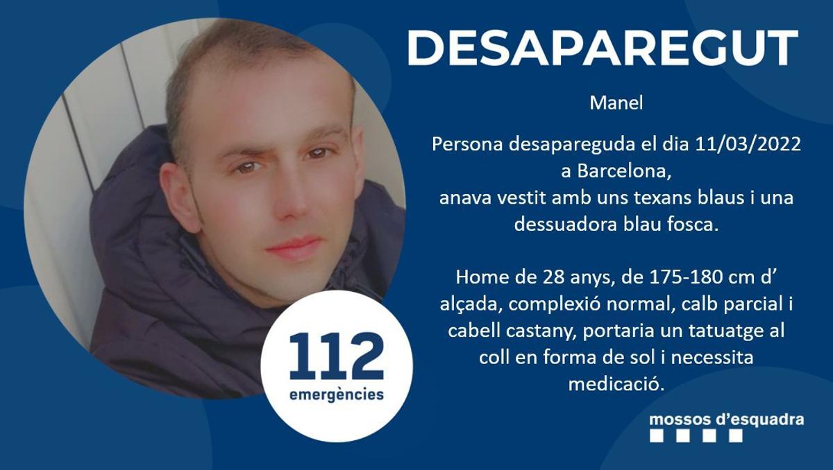Manel, desaparecido el día 10 de marzo de 2022
