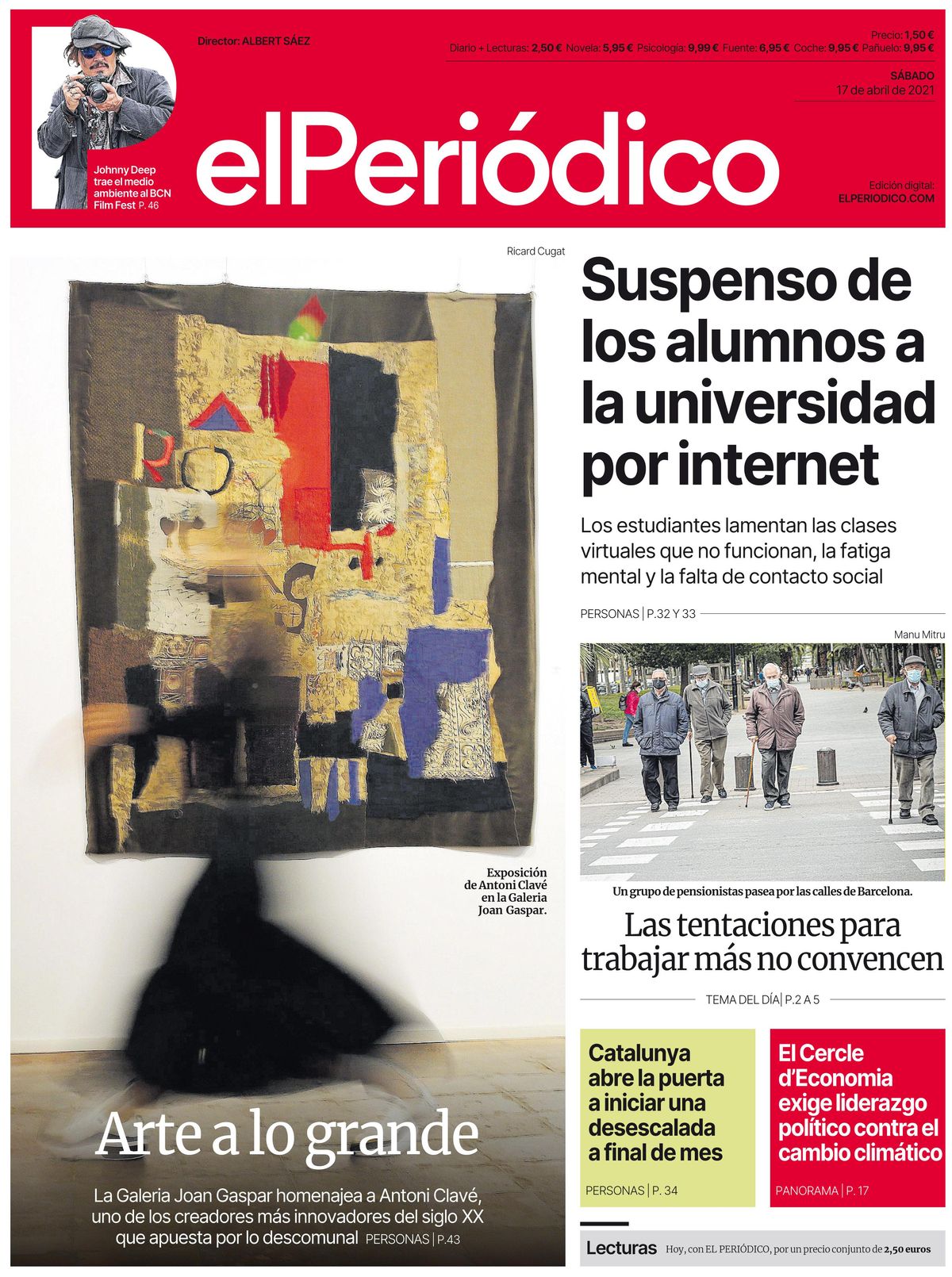 La portada de EL PERIÓDICO del 17 de abril de 2021 La portada de EL PERIÓDICO del 17 de abril de 2021
