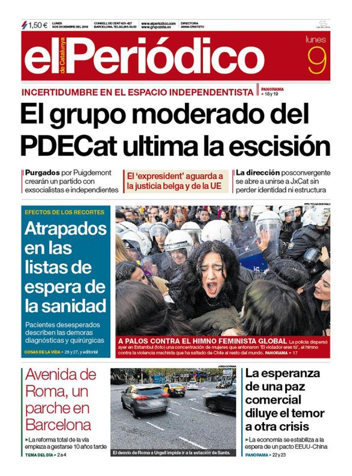 Prensa hoy: Portadas de los periódicos del 9 de diciembre del 2019
