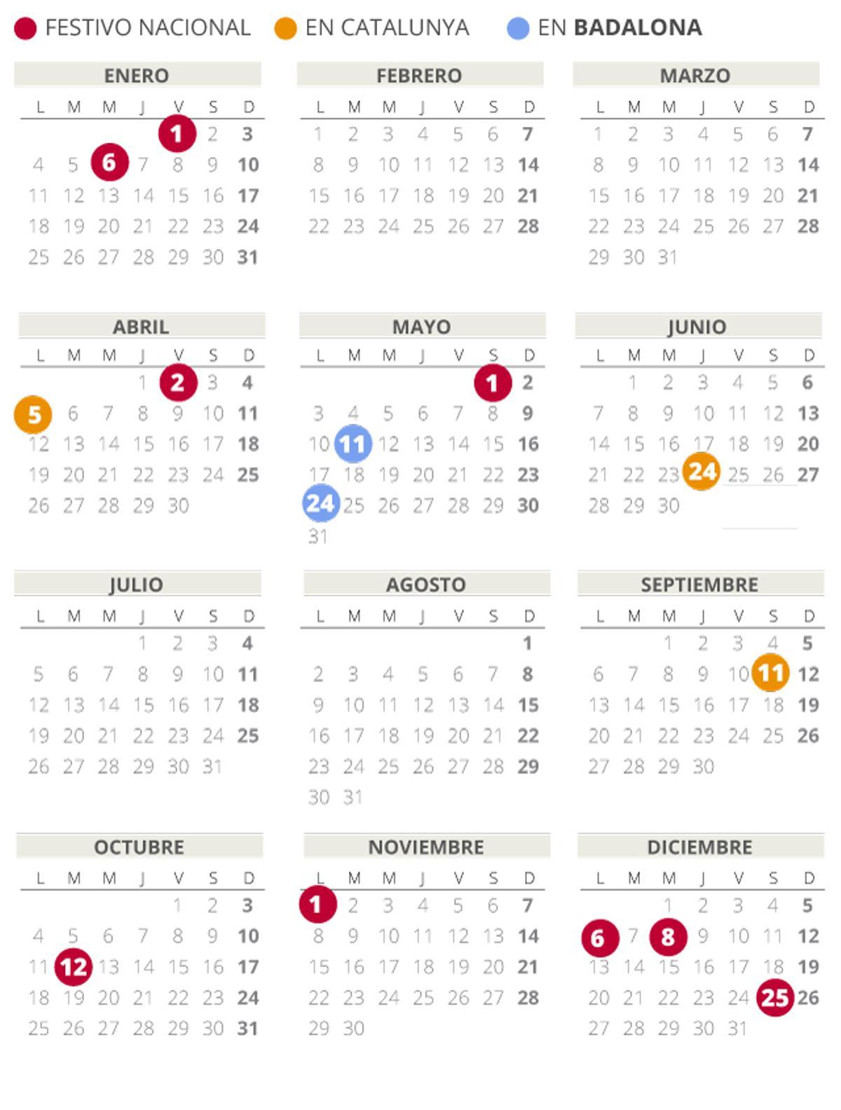Calendario laboral de Badalona del 2021 (con todos los festivos)