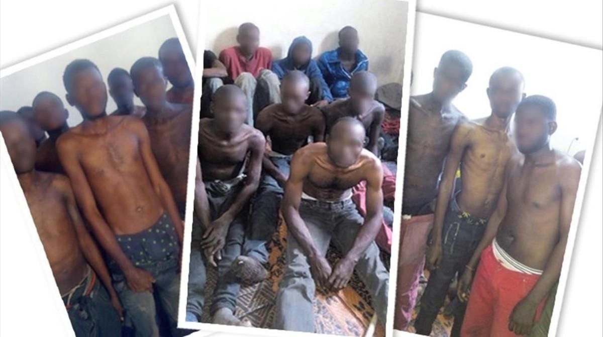 Inmigrantes esclavizados en Libia. Inmigrantes esclavizados en Libia.