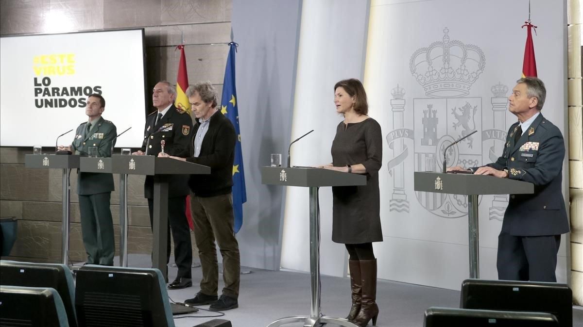 Rueda de prensa en Moncloa de los portavoces del Comité Técnico de seguimiento de la epidemia. Rueda de prensa en Moncloa de los portavoces del Comité Técnico de seguimiento de la epidemia.