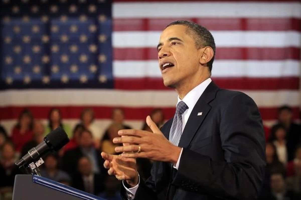 Barack Obama durante el discurso. Barack Obama durante el discurso.
