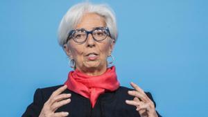 Christine Lagarde ante la prensa, tras la reunión del consejo de gobierno del BCE.