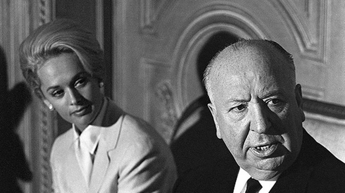 Tippi Hedren y Alfred Hitchcock.