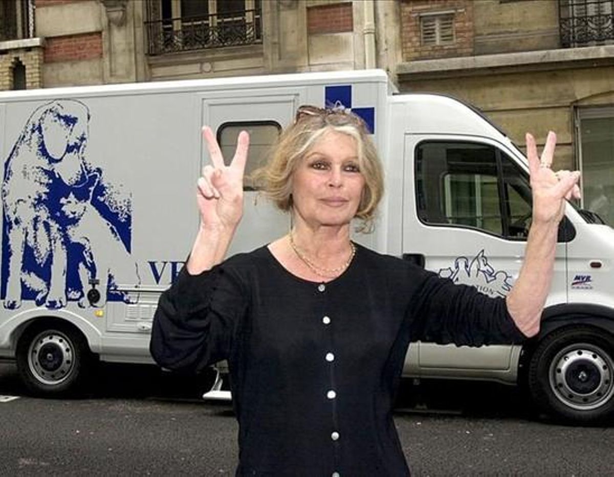 Brigitte Bardot, en una imagen del 2002, ejerciendo de activista por los derechos de los animanles en París. Brigitte Bardot, en una imagen del 2002, ejerciendo de activista por los derechos de los animanles en París.