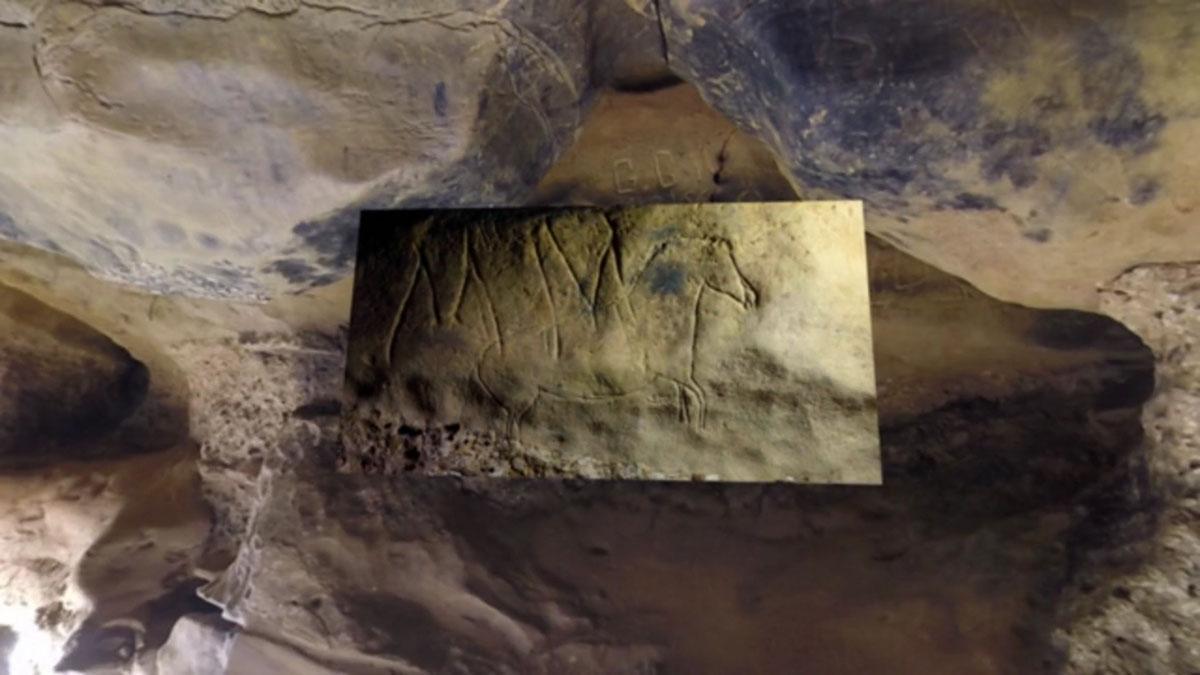 Escaneado realizado a uno de los grabados encontrados en la cueva de la Font Major en l’Espluga de Francolí.