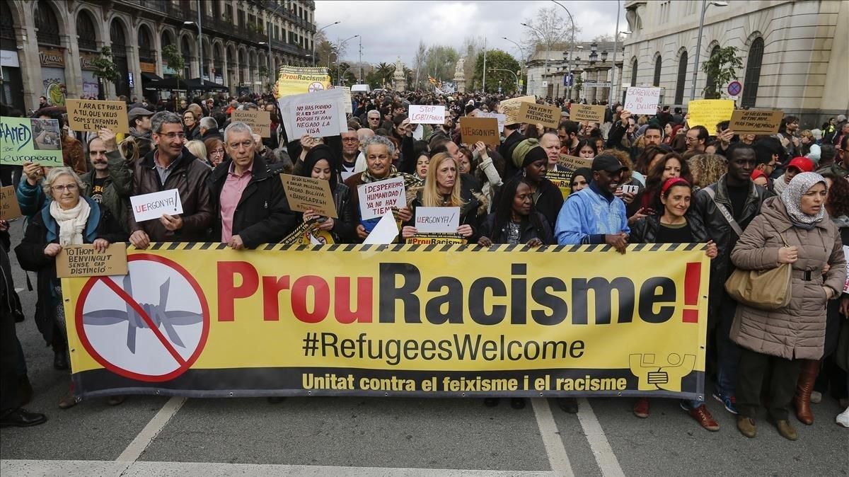 Manifestación contra el racismo en Barcelona. Manifestación contra el racismo en Barcelona.